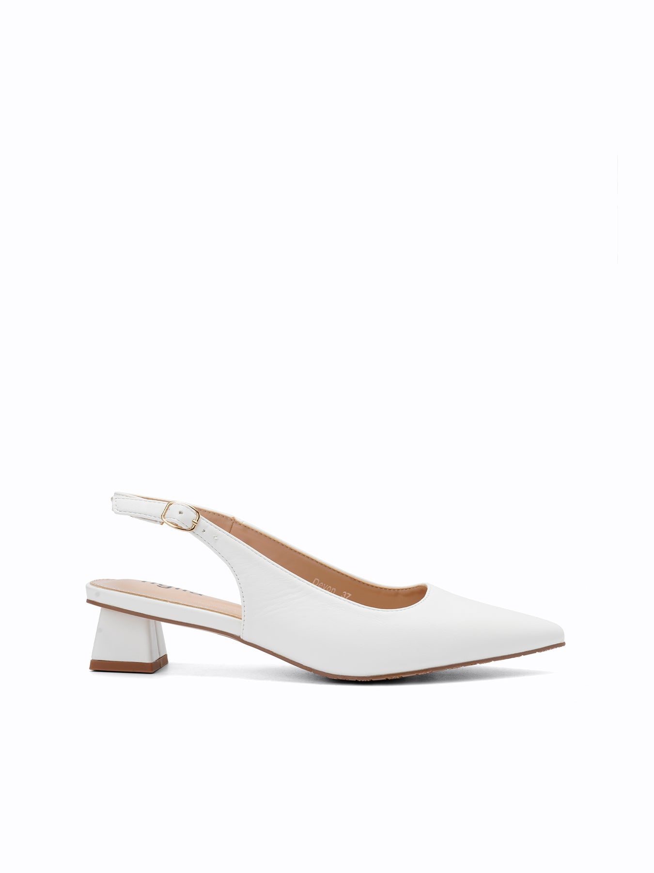 White Metallic Cap Pointed-Toe Slingback Pumps - CHARLES & KEITH IN